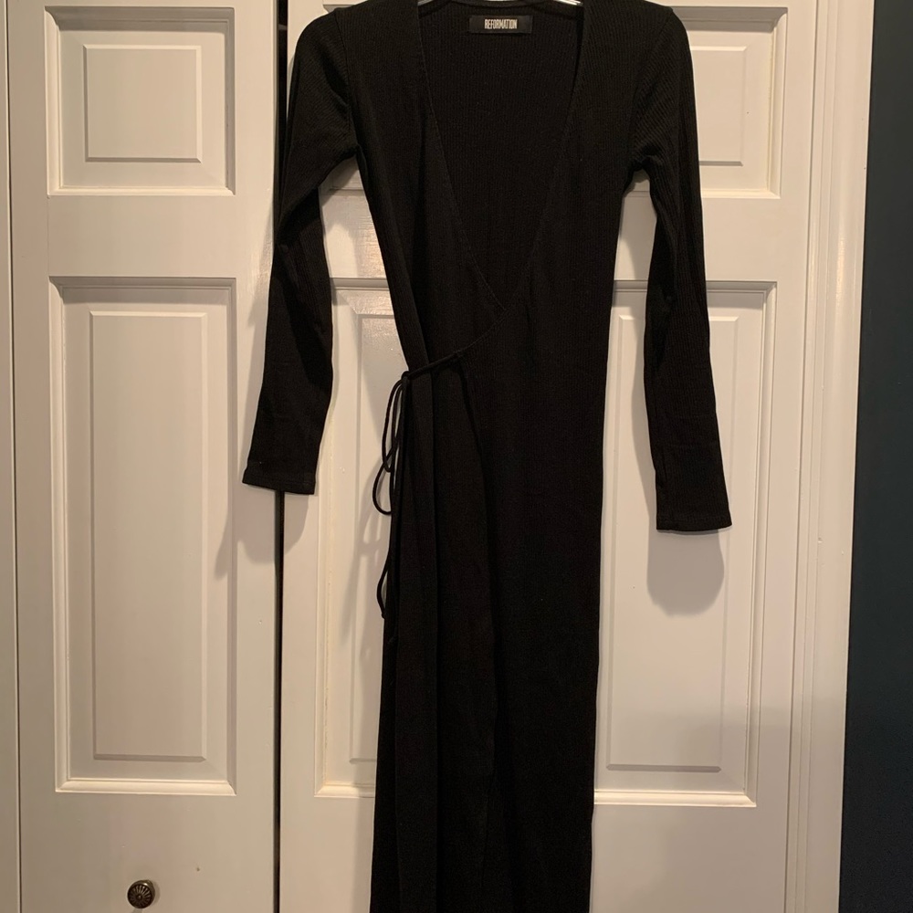Reformation knit wrap dress